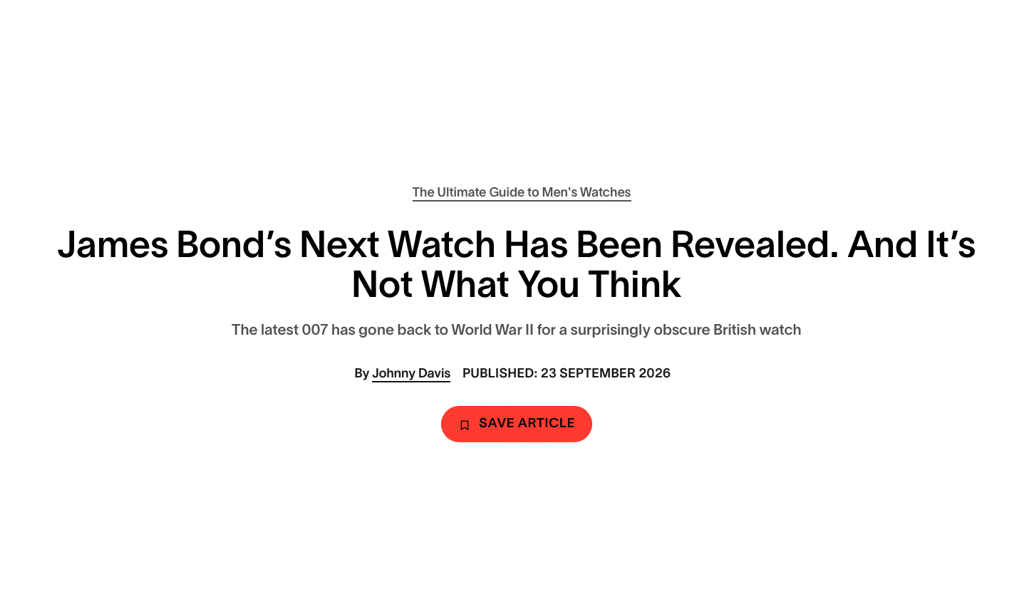 James Bond’s Next Watch Has Been Revealed. And It’s Not What You Think