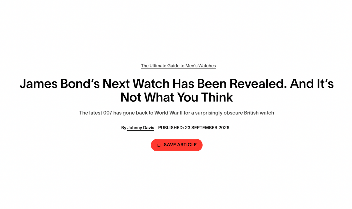 James Bond’s Next Watch Has Been Revealed. And It’s Not What You Think
